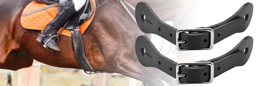 Zerodis Spur Strap 1 Pair Handmade Leather Equestrian Spur Strap Cowboy Outfit Boots(black) - product information 23