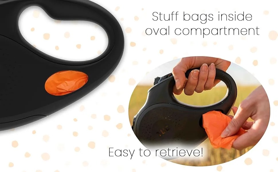 TUG Oval 360 Tangle-Free Retractable Dog Lead with Integrated Waste Bag Dispenser (Medium Grey) Medium Grey - T008