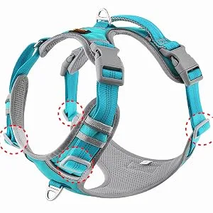 Plutus Pet No Pull Dog Harness Release At Neck Reflective Adjustable Dog Vest Harness Easy Control Handle for Walking for Small Medium Large Dogs Cyan M Medium Cyan - quick fit dog harness