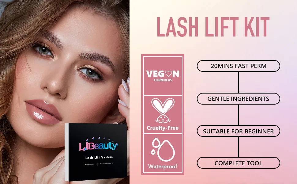 Libeauty Lash Lift Kit Eyelash Perming Kit Quick Eyelash Lift Kit in Airless Pump Bottles Includes All Tools and Detailed Instructions Lash Curling for Salon and Home Use - eyelash perming kit