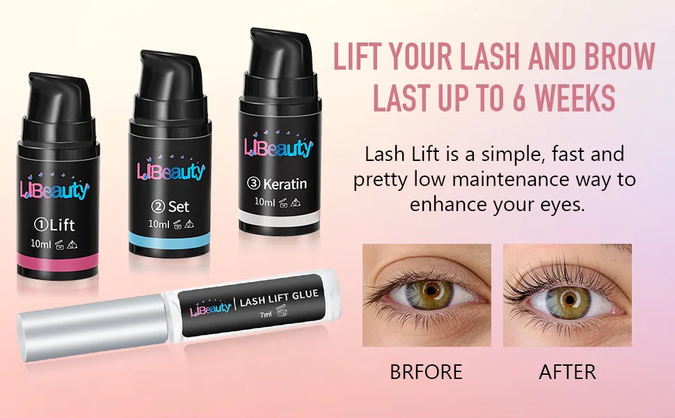 Libeauty Lash Lift Kit Eyelash Perming Kit Quick Eyelash Lift Kit in Airless Pump Bottles Includes All Tools and Detailed Instructions Lash Curling for Salon and Home Use - lash lift kit