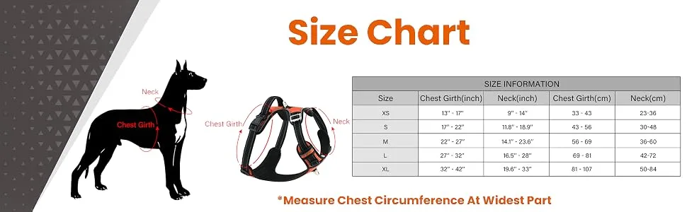Bossdog No Pull Dog Harness and Lead Set | Anti Pull Dog Harness No Pull For Small Medium Large and Puppy Dogs | Features Sturdy Top Handle and Reflective Strips (Large Black) Large Black - Size Chart Orange Black Red Pink Dog Harness and Lead Set