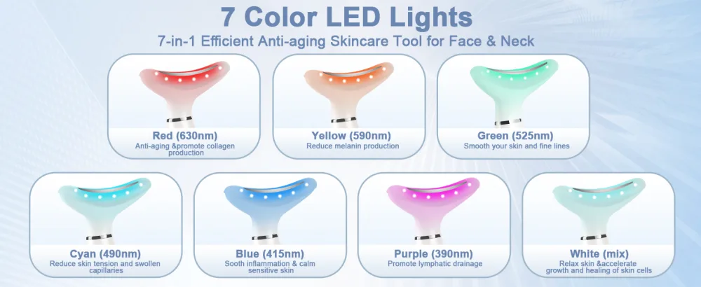 foreverlily Face Massager Red Light Therapy Wand 7 Color 3 Modes Microcurrent Face Lift Device Anti-Aging Led Photon Therapy Normal Pink - product information 16