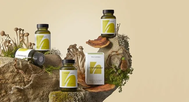 THE HERBTENDER Calm & Collected - Vegan Adaptogen Supplements with Ashwagandha & Lion's Mane to Relax. (60 Capsule Jar) Stress - The Herbtender