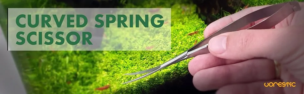 VORESTIC Curved Spring Scissors 16cm Aquarium Scissors Aquascaping Tools for Terrarium Plants - aquarium spring scissor curved vorestic 16 cm precision quality