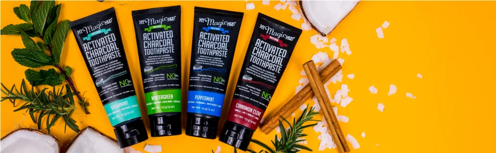 My Magic Mud Activated Charcoal Fluoride-Free Whitening Toothpaste Peppermint 4 oz (113 g) - toothpaste