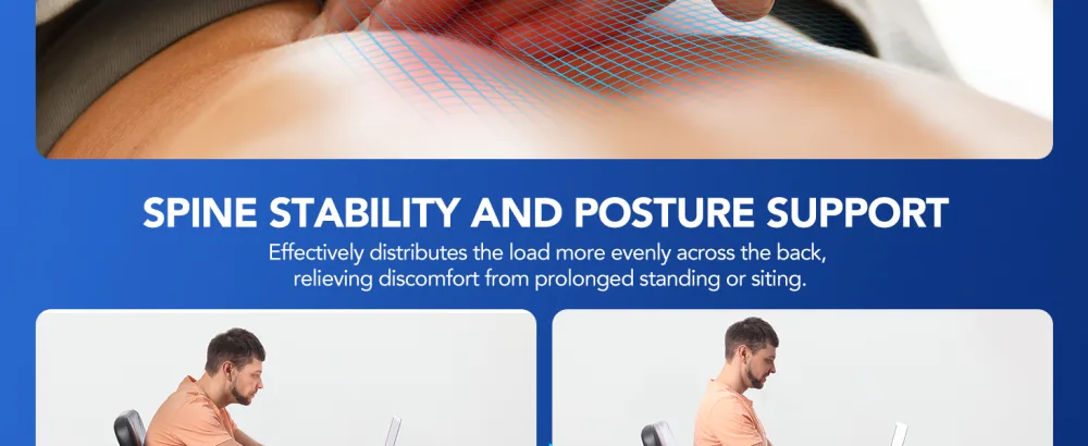 Fitomo Lower Back Support for Men Women with 3D Lumbar Pad & 5 Flexible Supports Ultra-thin Mesh Fabric Back Brace for Lower Back Pain Relief Posture Work Heavy Lifting Sciatica Herniated Disc Blue M - product information 15