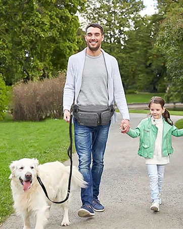 TUDEQU 4-IN-1 Hands Free Dog Zero Shock Absorbing Bungee Leash with a Multifunctional Waist Bag DARK GREY one size - product information 17