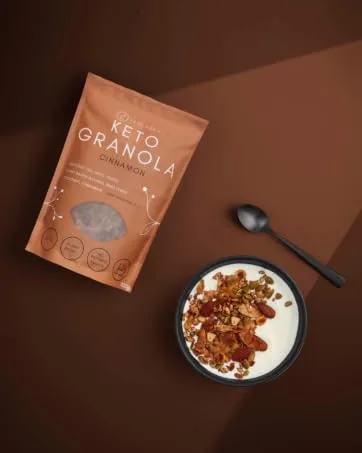 Keto Hana Raspberry Breakfast Snacking Granola Just 2g Net Carbs High Protein Healthy Keto Diet Granola (Four 300g/0.6lbs Bags) - Cinnamon Keto Hana Granola