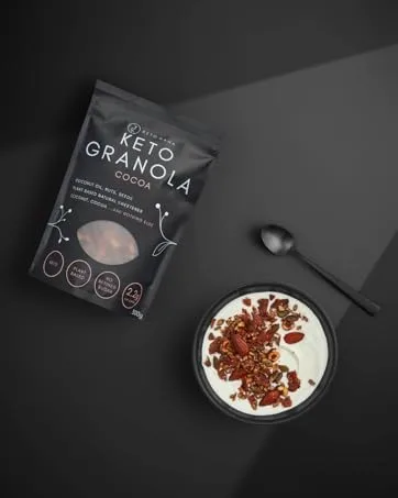 Keto Hana Raspberry Breakfast Snacking Granola Just 2g Net Carbs High Protein Healthy Keto Diet Granola (Four 300g/0.6lbs Bags) - Cocoa Keto Hana Granola
