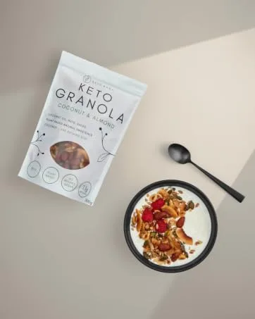 Keto Hana Raspberry Breakfast Snacking Granola Just 2g Net Carbs High Protein Healthy Keto Diet Granola (Four 300g/0.6lbs Bags) - Coconut & Almond Plant Based Keto Hana Granola