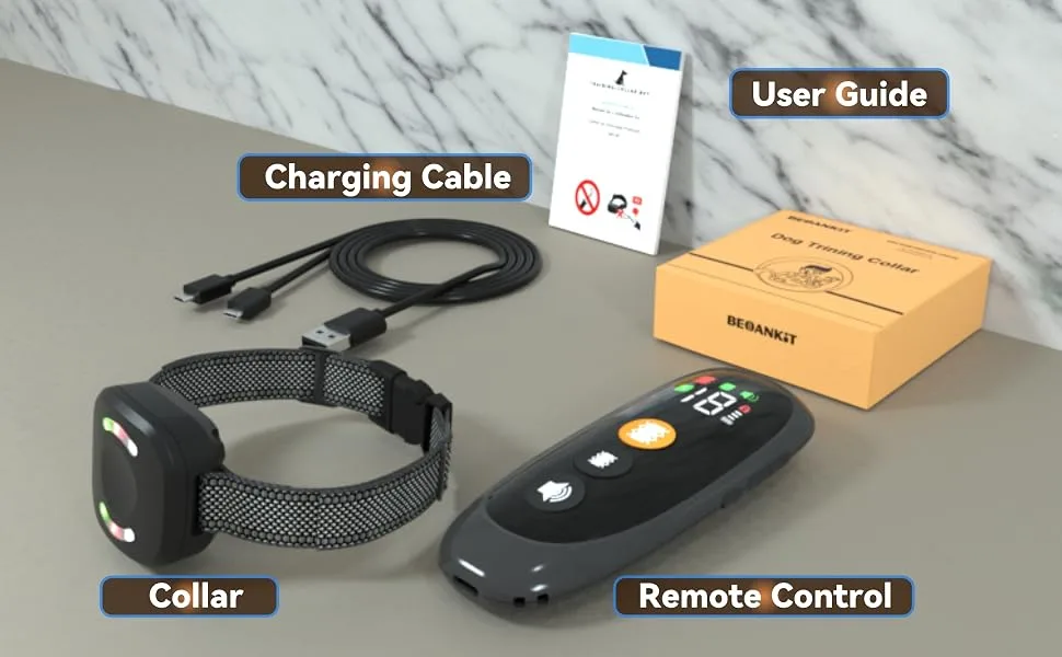 Dog Training Collar with 2000M Remote Range Rechargeable 4 Training Modes LED Light/Sound/Vibration/Strong Vibration IP67 Waterproof - product information 16