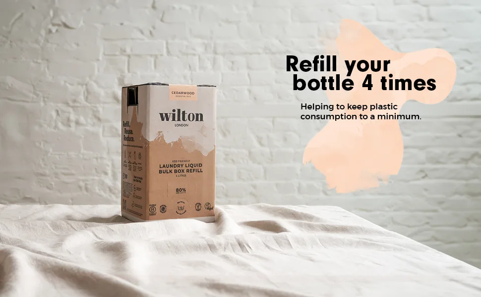 Wilton London Cedarwood Laundry Liquid Refill - 112 Washes - Non-Bio - Plant-based - Biodegradable Detergent - 100% Recylable - Less Plastic - Essential Oils - Make in UK - 4L - Cedarwood Laundry Liquid Refill
