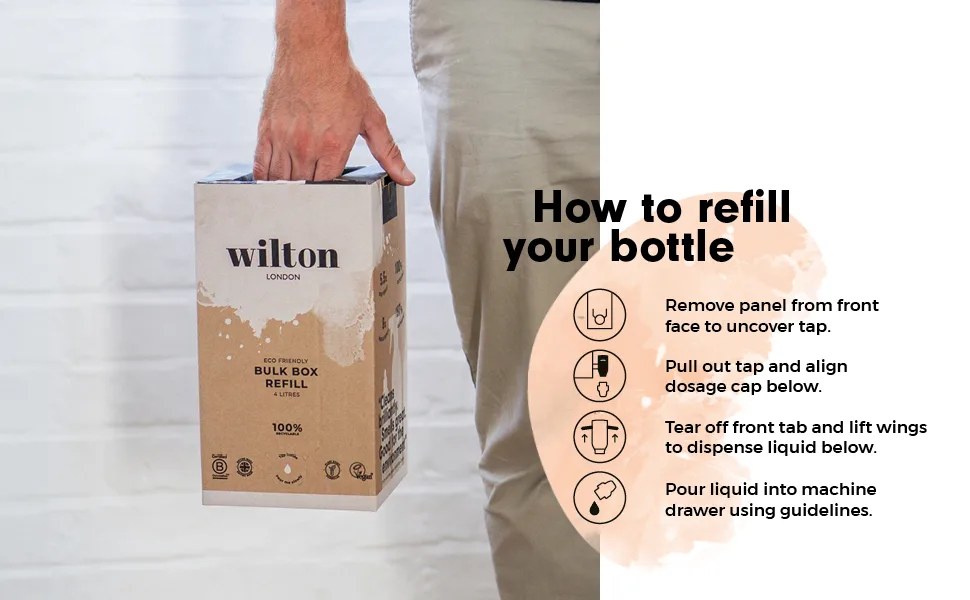 Wilton London Cedarwood Laundry Liquid Refill - 112 Washes - Non-Bio - Plant-based - Biodegradable Detergent - 100% Recylable - Less Plastic - Essential Oils - Make in UK - 4L - Cedarwood Laundry Liquid Refill