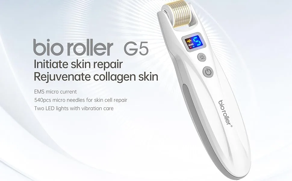 Microneedle Roller Upgraded EMS Micro Needle Kit with 2 LED Vibration Mode Professional Derma Roller 0.5mm for Wrinkles Stretch Scar Hair Loss Skincare - Bio Roller - product information 12