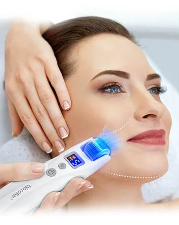 Microneedle Roller Upgraded EMS Micro Needle Kit with 2 LED Vibration Mode Professional Derma Roller 0.5mm for Wrinkles Stretch Scar Hair Loss Skincare - Bio Roller - Microneedle Roller