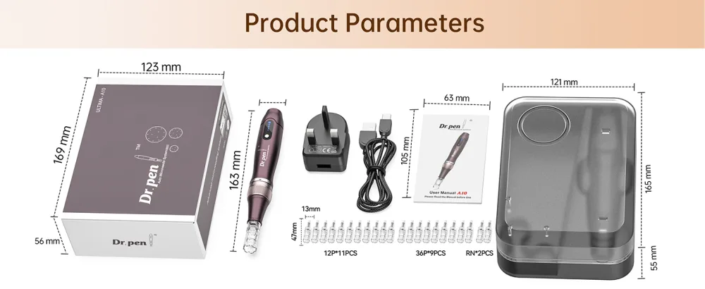 Dr.Pen A10 Professional Wireless Microneedling Pen with 20 Replacement Cartridges Adjustable Micro Needling Micro needle Pen Microneedle Machine for Skin Care EM4801KIT-UK Purple - product information 23