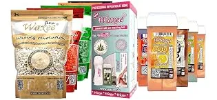 Waxee compatible for Veet Easy Wax 50ml roll on wax replacement roller wax cartridge HONEY (3 x 50ml roll-on + 25 strips+ after wax lotion) - Waxee products