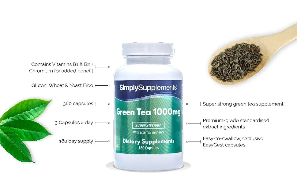 Green Tea Extract 1000mg - 2X 180 360 Capsules - S5152