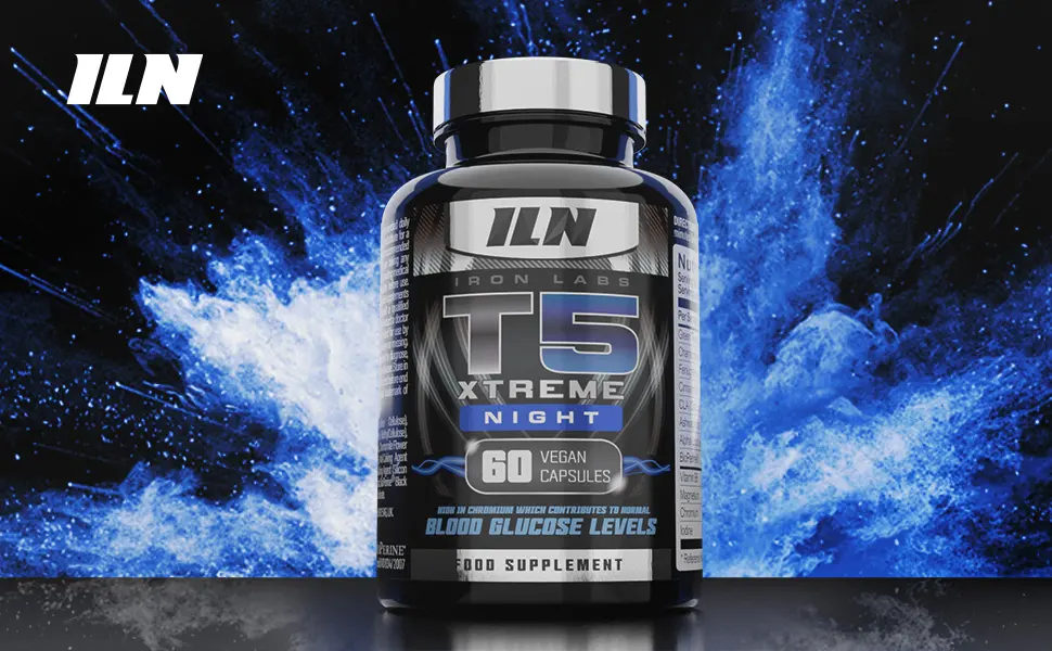 Iron Labs T5 Xtreme Night - Potent Overnight Formulation - Keto Friendly - with CLA Green Tea Chromium & Alpha Lipoic Acid (60 Vegan Capsules) Night Edition - t5 fat burner