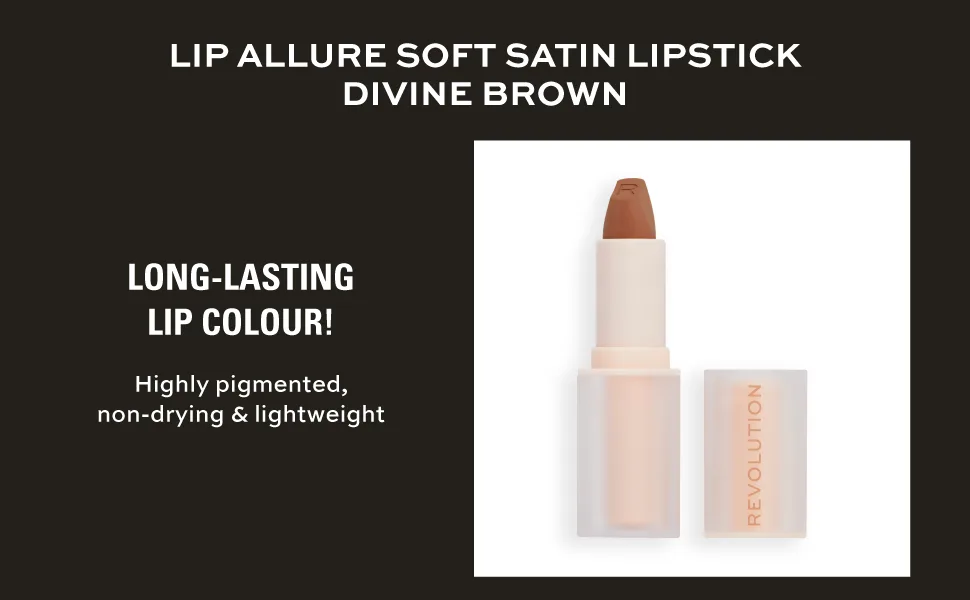 Makeup Revolution Lip Allure Soft Satin Lipstick Satin-luxe Finish All-Day Wear Divine Brown - Revolution Lip Allure Soft Satin Lipstick Divine Brown 01