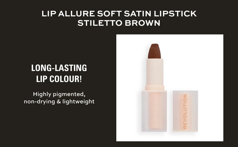 Makeup Revolution Lip Allure Soft Satin Lipstick Satin-luxe Finish All-Day Wear Stiletto Brown - Revolution Lip Allure Soft Satin Lipstick Stiletto Brown 01