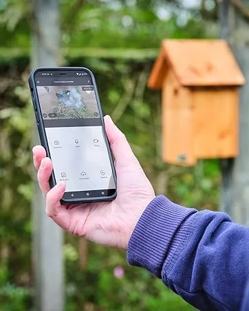 Green Feathers Bird Box Camera With Wireless Transmission Wireless Receiver Watch on your TV (Updated Model) 12V Camera - Updated Model - App image