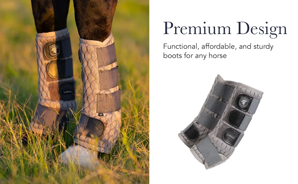 LeMieux Gladiator Mesh Horse Fly Boots - Protective Gear and Training Equipment - Equine Boots Wraps & Accessories for Healthy Horses (Grey/X-Small) X-Small Grey Gladiator Mesh - brushing jumps professional choice sport jumping tendon sports medicine shipping back track