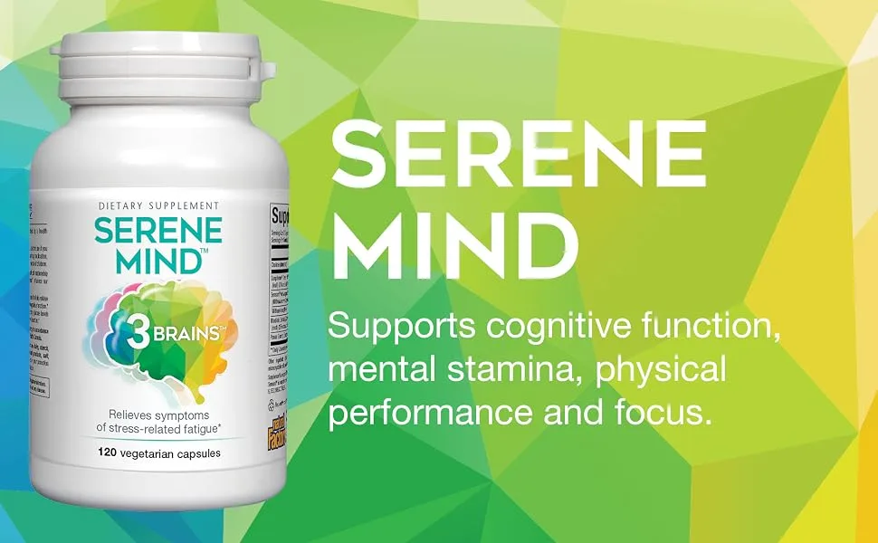 Natural Factors 3 Brains Serene Mind 120 Vegetarian Capsules - Serene Minds supports cognitive function, mental stamina, physical performance