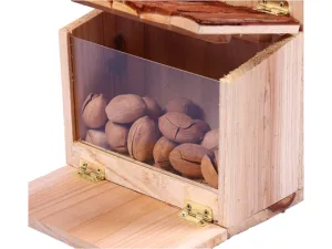 TRIXES Squirrel Feeding Station with opening Roof Natural Wood Encourage Natural Wildlife into your Garden - FEEDER