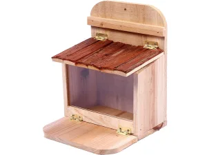 TRIXES Squirrel Feeding Station with opening Roof Natural Wood Encourage Natural Wildlife into your Garden - FEEDER