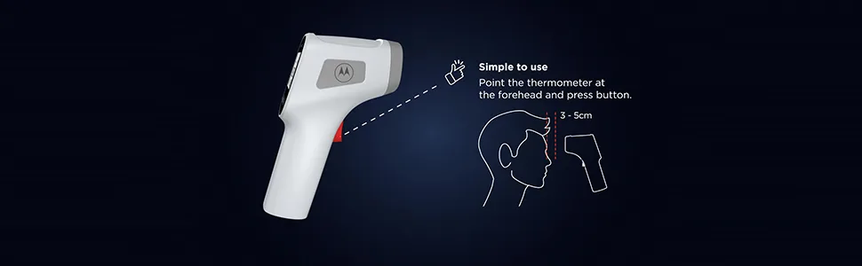 Motorola Touchless Digital Infrared Thermometer Fever Alarm with Audible Alert Backlit LCD Display and Memory Function Suitable for Adults Kids and Baby TE-93 White - Motorola Touchless Thermometer
