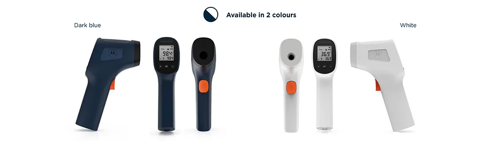 Motorola Touchless Digital Infrared Thermometer Fever Alarm with Audible Alert Backlit LCD Display and Memory Function Suitable for Adults Kids and Baby TE-93 White - Motorola Touchless Thermometer