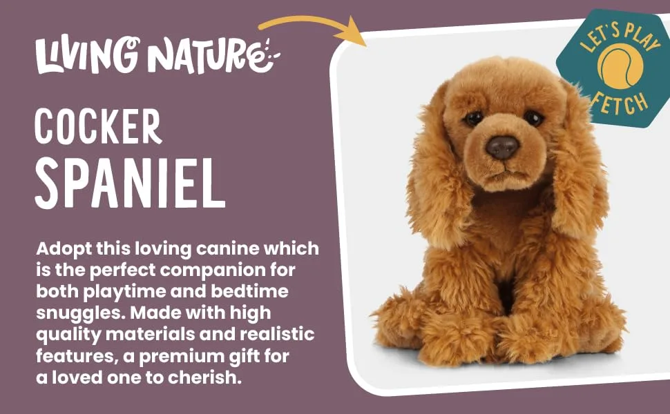 Living Nature Cocker Spaniel Realistic Soft Cuddly Dog Toy 22cm Cocker Spaniel 20cm Dog - Living Nature Realistic Cocker Spaniel Soft Plush Toy