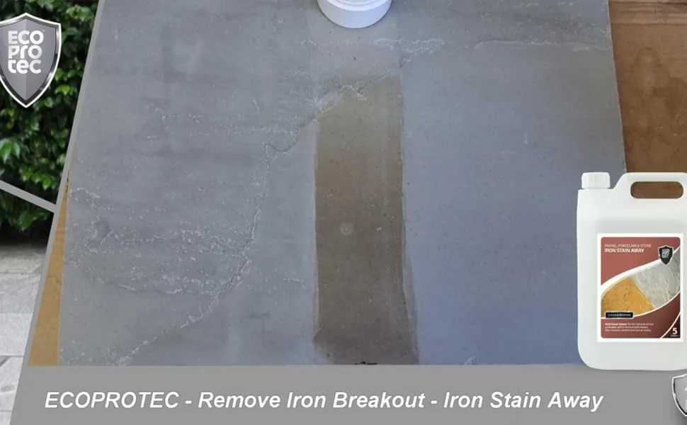 ECOPROTEC Iron Stain Away Cleaner for Removing Brown Stains Caused by Naturally Occurring Iron Deposits in Hard Natural Stone. (1 Litre) - Remove Iron Breakout