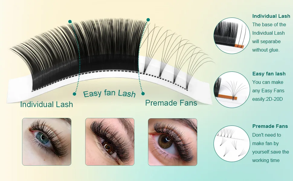 Easy Fan Lashes DD-0.05-13 Eyelash Extensions DD Curl Easy Fan Russian Lashes Self Fanning Lashes Automatic Blooming Lashes(DD-0.05 13 mm) 13 mm DD-0.05 - product information 29
