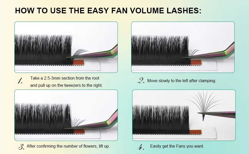 Easy Fan Lashes DD-0.05-13 Eyelash Extensions DD Curl Easy Fan Russian Lashes Self Fanning Lashes Automatic Blooming Lashes(DD-0.05 13 mm) 13 mm DD-0.05 - product information 32