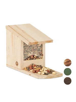 Relaxdays Squirrel Feeder House Feeding Station Box Standing Wooden HWD: 17.5 x 12 x 25 cm Flamed - product information 8