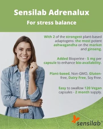 Thyroid Supplement Iodine Selenium L-Tyrosine Zinc Manganese 180 Capsules for 180 Days Plant-Based Sensilab ThyroLux - Adrenalux - benefits