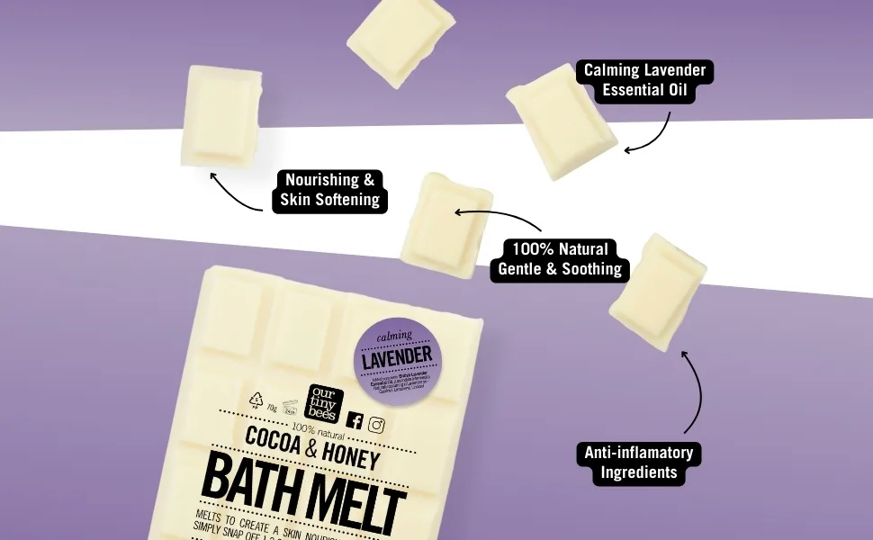 Bath Melt - Bath Oil 24 uses Lavender Cocoa & Honey Bath Melt - Our Tiny Bees Skincare - all natural