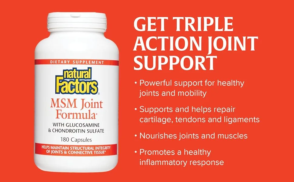 Natural Factors MSM Joint Formula 180 Capsules - Get triple action joint support