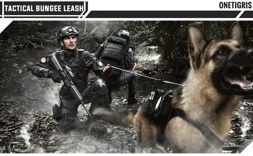 OneTigris Tactical Dog Training Leash Bungee Leash with 2 Control Handle Quick Release Nylon Leads Rope Olive - product information 9