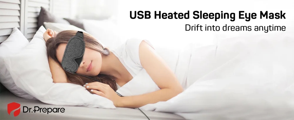 DR.PREPARE Heated Eye Mask Electric USB Cotton Eye Compress Heating Pad with Smart Temperature & Timer Control Earplugs for Sleep Dry Eyes Blepharitis Dark Circles and Puffy Eyes - heated eye mask