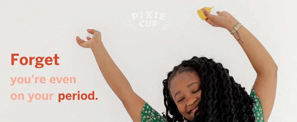 Pixie Cup Soft Menstrual Cup - Ranked 1 for Most Comfortable Reusable Period Cup - Buy One We Give One - Includes Ebook Guide Flushable Wipes Lube & Storage Bag - Tampon and Pad Alternative X-Small - forget you