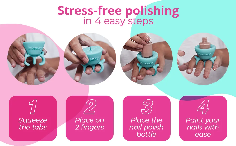 tweexy Wearable Nail Polish Holder Ring Fingernail Polishing Tool Manicure and Pedicure Accessories (Opal Sparkle) - Share laughter and create unfo