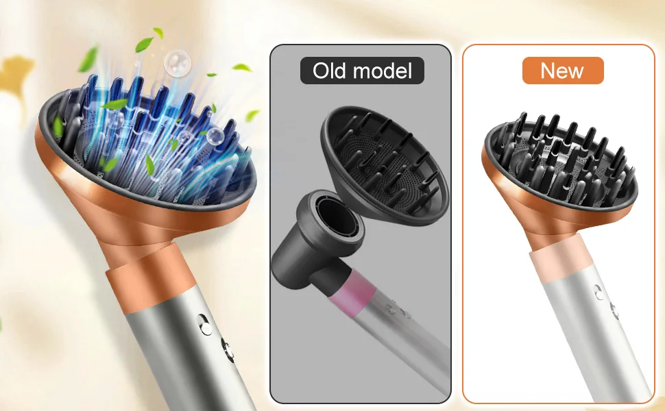 Upgraded Diffuser Nozzle Attachment for Dyson for Airwrap Converting for Airwrap Styler to Hair Dryer Diffuser Attachment 973365-01 Gold - diffuser attachment for dyson