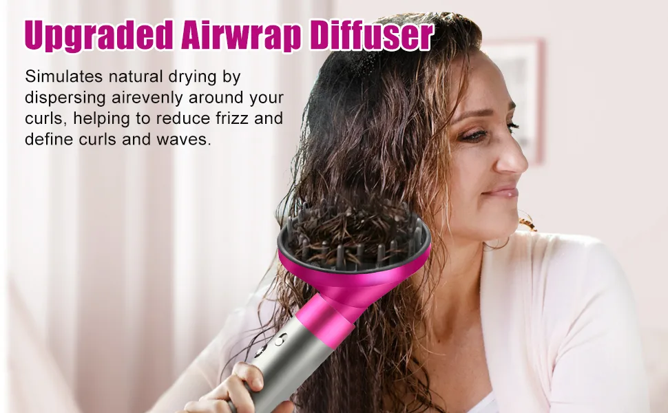 Upgraded Diffuser for Dyson for Airwrap Styler HS01 HS03 HS05 Universal Stereotype Hair Head Diffuser Attachment Rose Red - diffuser attachment