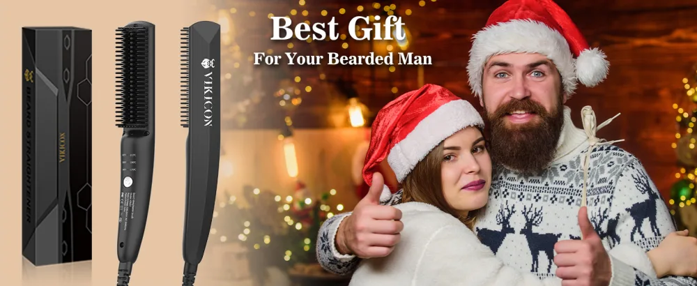 VIKICON Beard Straightener 30s Quick Heated Beard Brush Mini Heating Straightening Comb for Men Ionic/Lightweight/Fast/Anti-scalding Hot Hair Brush for Styling Long&Short Beard - product information 23