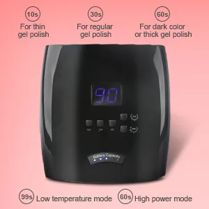 UV LED Nail Lamp Rechargeable Cordless 66W Nail Dryers for Gel and Regular Polish Nail Polish Curing Gel LED Dryer with 5 Timer Setting Automatic Sensor LCD Display Black - Timer Settings For difference Gel