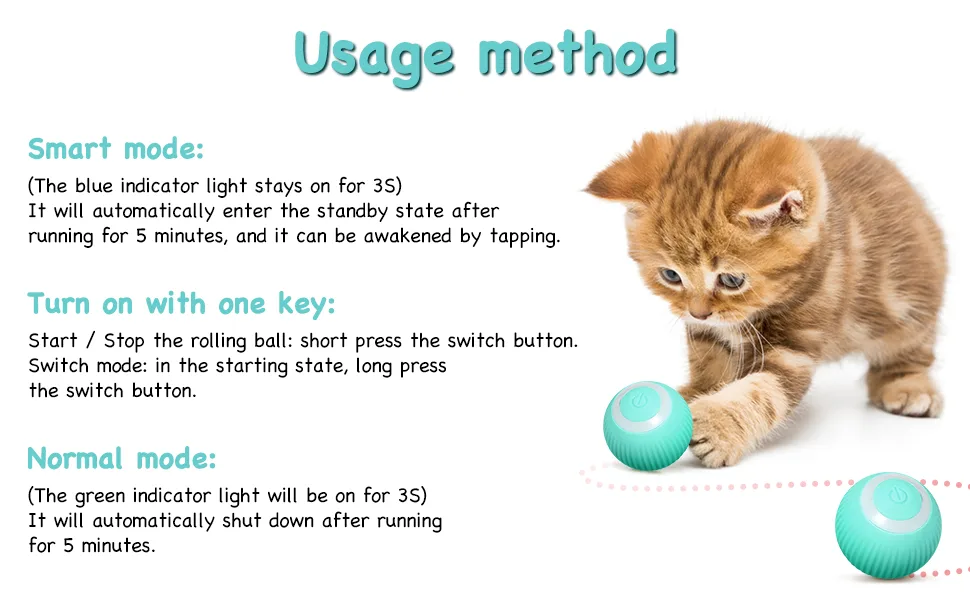 DONGKER Cat Ball Toys Interactive Self Rotating Rolling Balls Automatic Moving USB Rechargeable for Cats Kitten Kitty Exercise(4.3 * 4.3cm) (pink+green) - product information 30